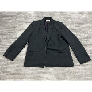 White Stag Blazer Womens 10 Black Lined Made USA One Button Front Casual Pockets